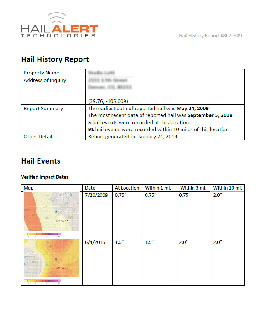 Hail History Report